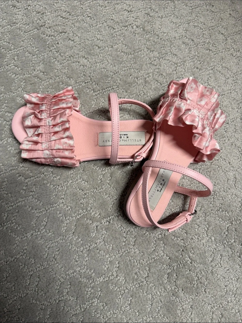Stella McCartney Kids Light Pink Ruffle Strap Sandals